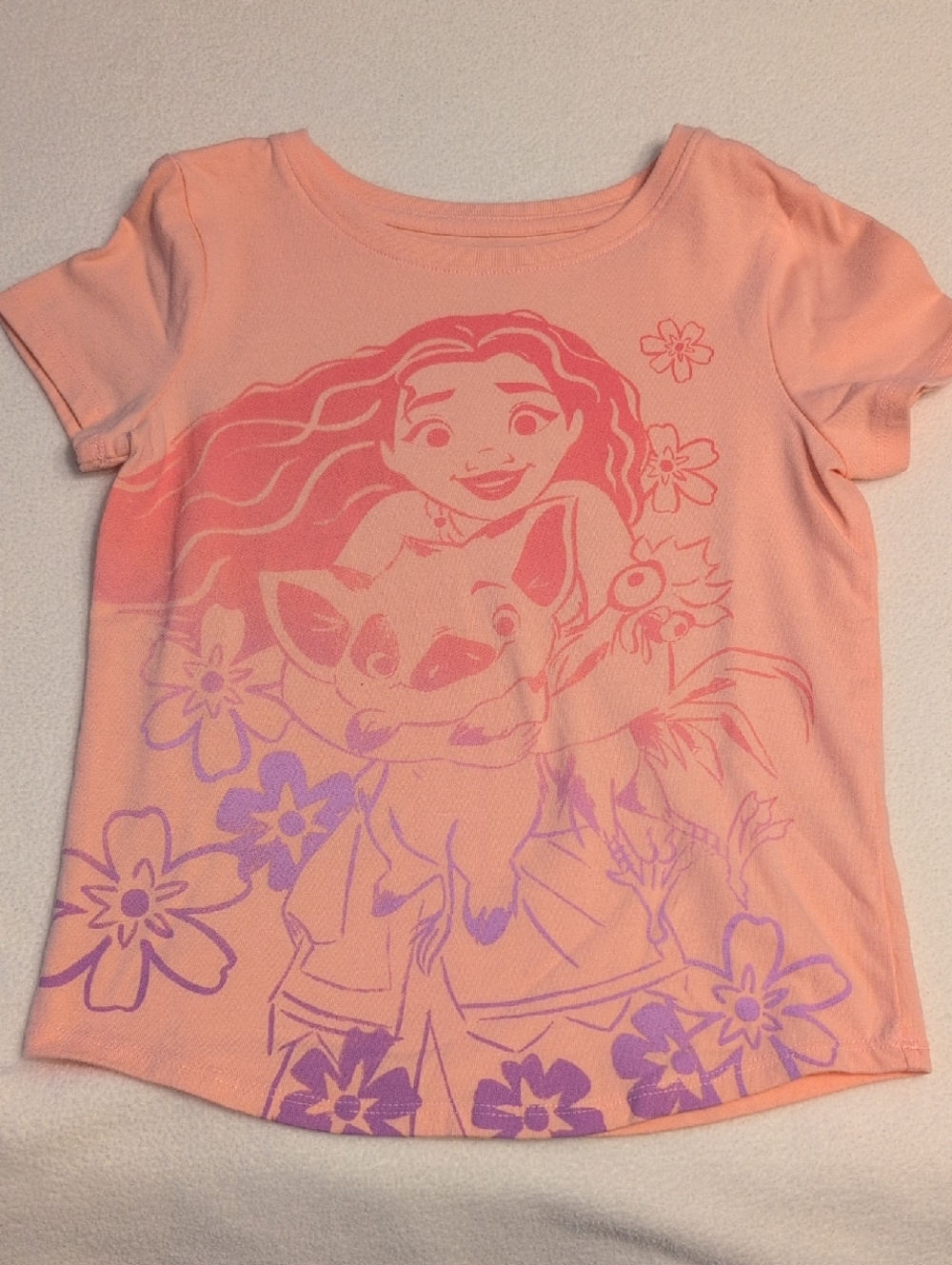 Disney Peach Short-Sleeve Tee with Purple Floral Graphic